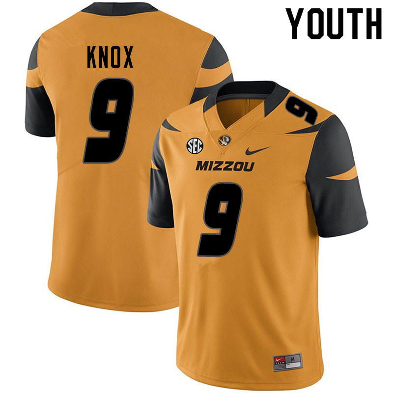 Youth #9 Jalen Knox Missouri Tigers College Football Jerseys Sale-Yellow